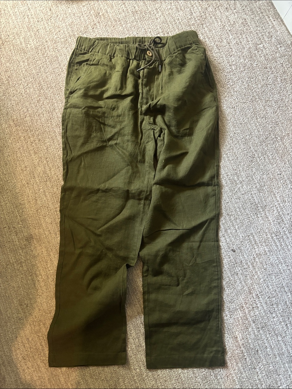 Quince Olive Drawstring Chinos NWT